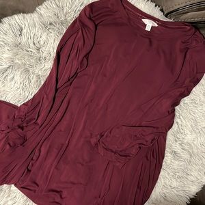 Quarter sleeve long maroon women’s dress